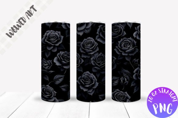 Black Rose Pattern Tumbler Wrap