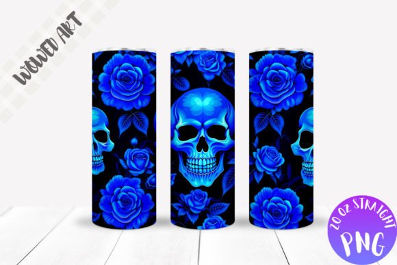 Blue Skull 20 Oz Skinny Tumbler Wrap
