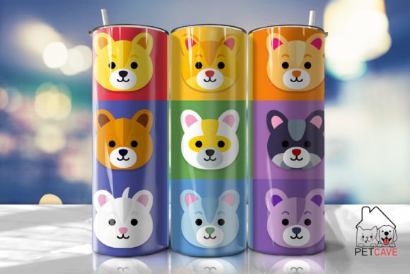 Cat and Kitty Bears Pop Art Tumbler Wra
