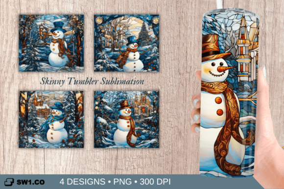Christmas Blue Snowman Tumbler Wrap PNG