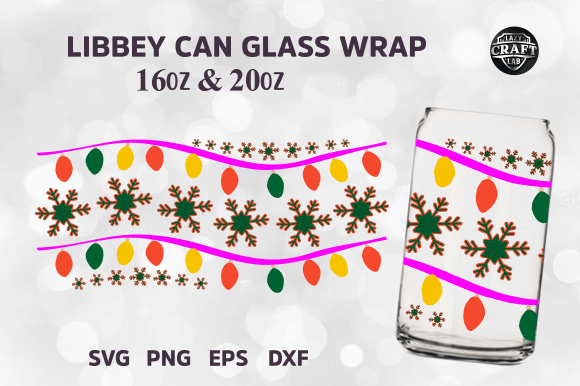 Christmas Libbey Can Glass SVG 16oz Wrap