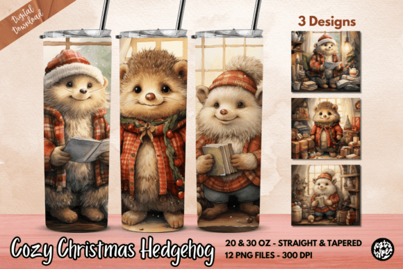 Cozy Christmas Hedgehog Tumbler Wrap