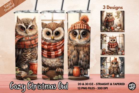 Cozy Christmas Owl Tumbler Wrap