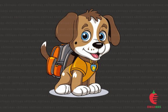 Cute Dog Wearing School Bag SVG