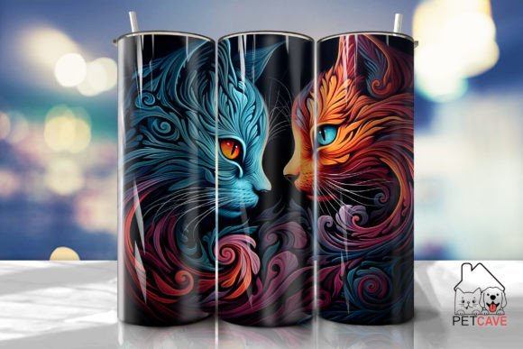 Fire and Ice Cats Tumbler Wrap
