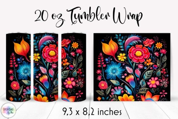 Folk Flowers Tumbler Wrap Sublimation