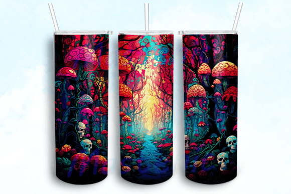 Forest Skulls Mushroom Tumbler PNG