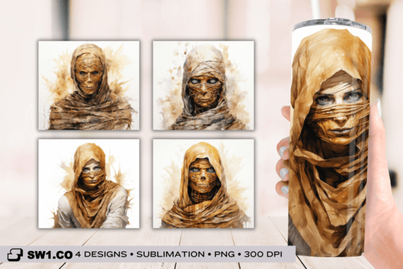 Halloween Mummy Tumbler Sublimation Wrap