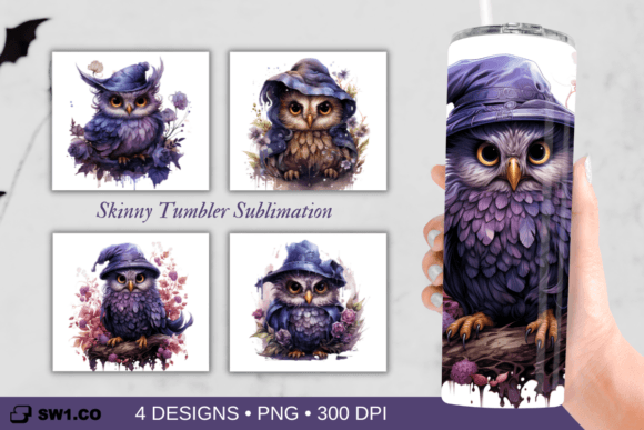 Halloween Owl Tumbler Sublimation PNG