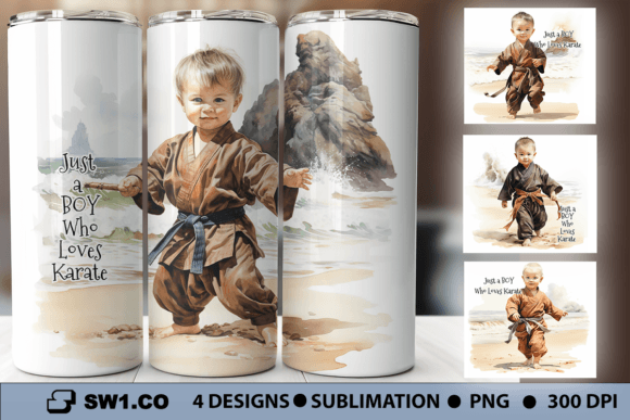 Karate Boy Tumbler Sublimation Wrap PNG