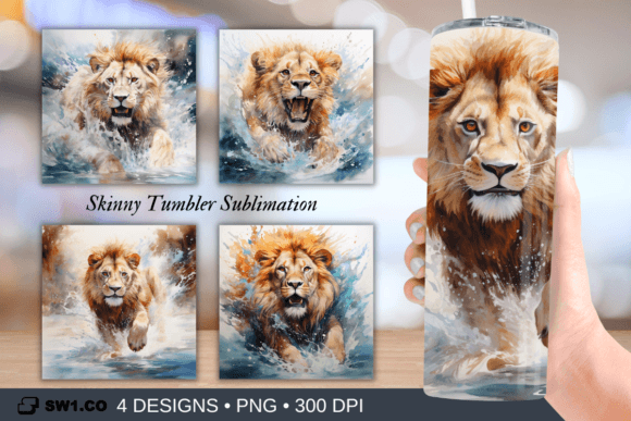 Lion Swimming Tumbler Sublimation Wrap