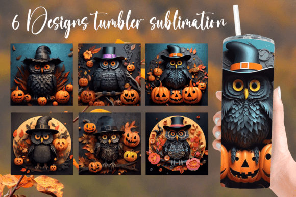 Owl Halloween Tumbler Sublimation Design
