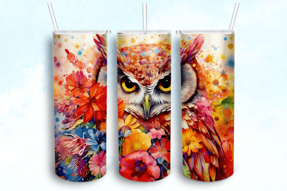 Owl Rainbows 20oz Skinny Tumbler PNG