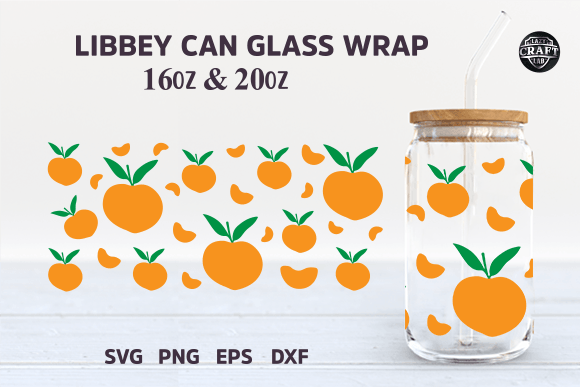 Peaches Libbey Can Glass SVG Full Wrap