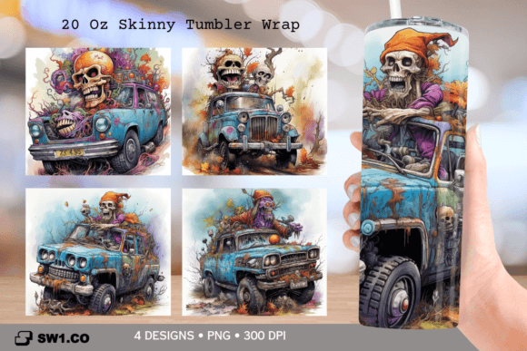 Skeleton Driver Tumbler Sublimation Wrap