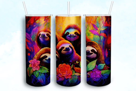 Sloth Tumbler Sublimation Design