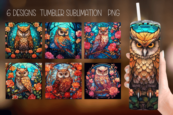 Stained Glass Owl Tumbler Wrap Designs