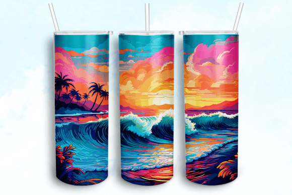 Sunrise Beach Scene 20oz Skinny Tumbler