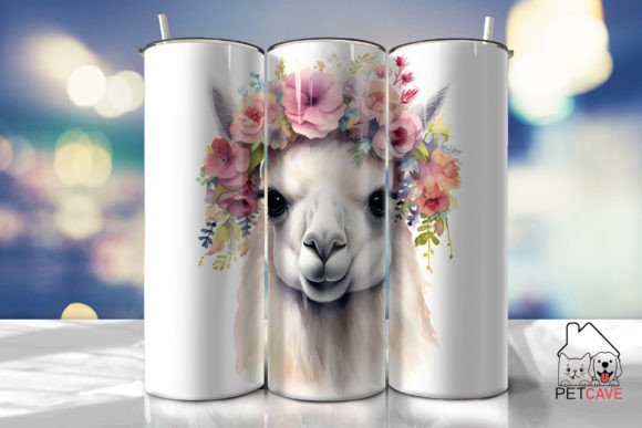 Tondo Llama Crown Flowers Tumbler