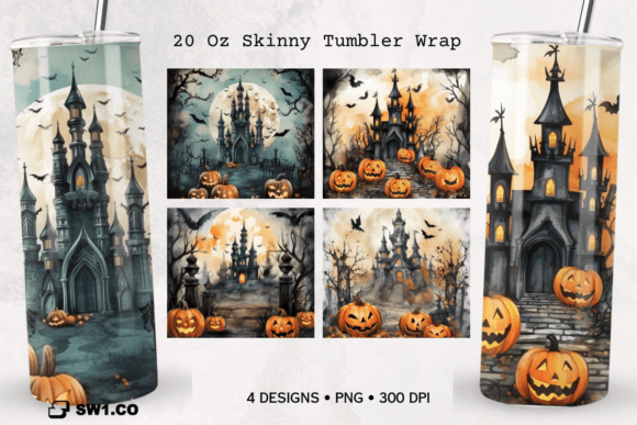 Watercolor Halloween Pumpkins Tumbler