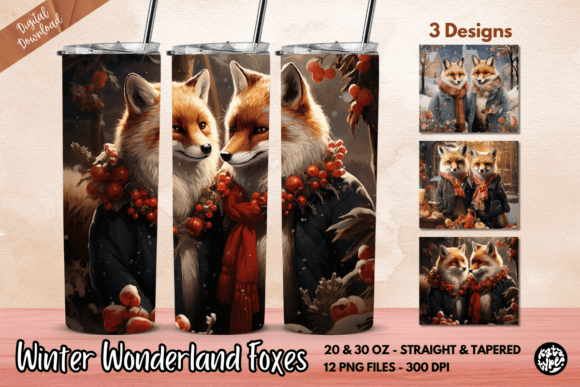 Winter Wonderland Foxes Tumbler Wrap